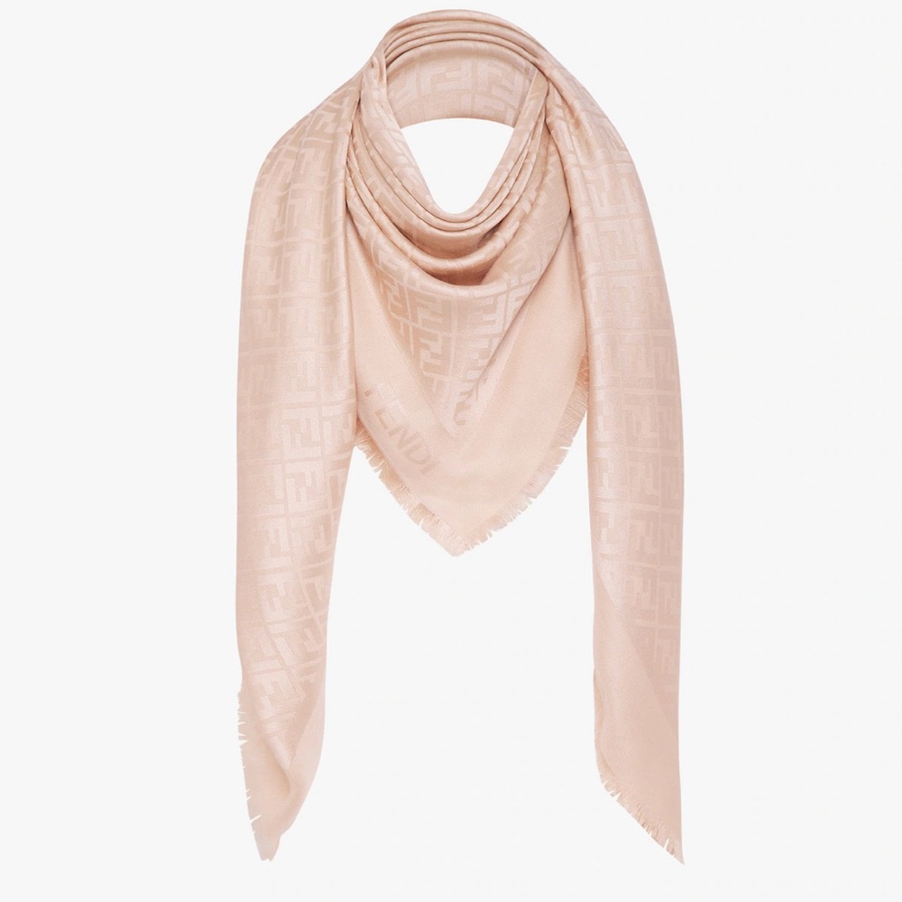 New authentic FENDI —FF SHAWL pink Organic silk shawl